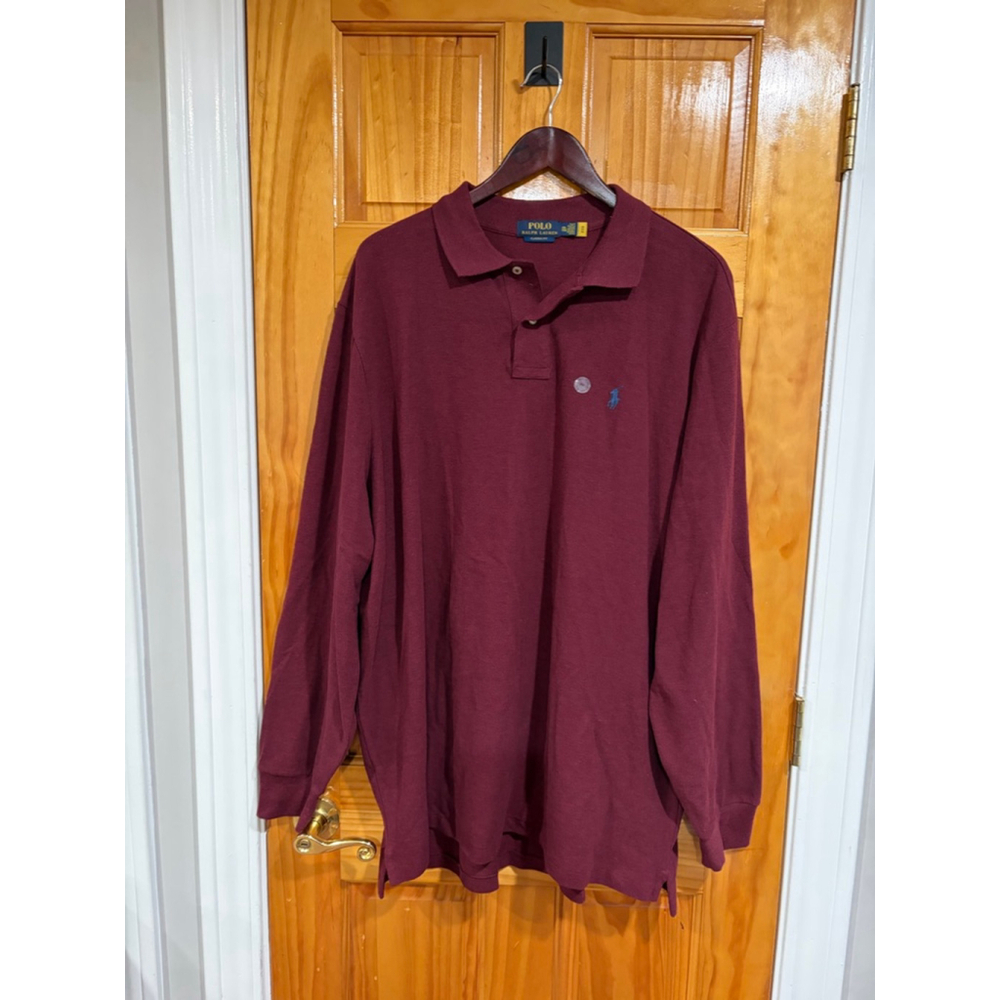 Polo Ralph Lauren Classic Fit Long Sleeve Polo Shirt Burgundy XXL New Holiday